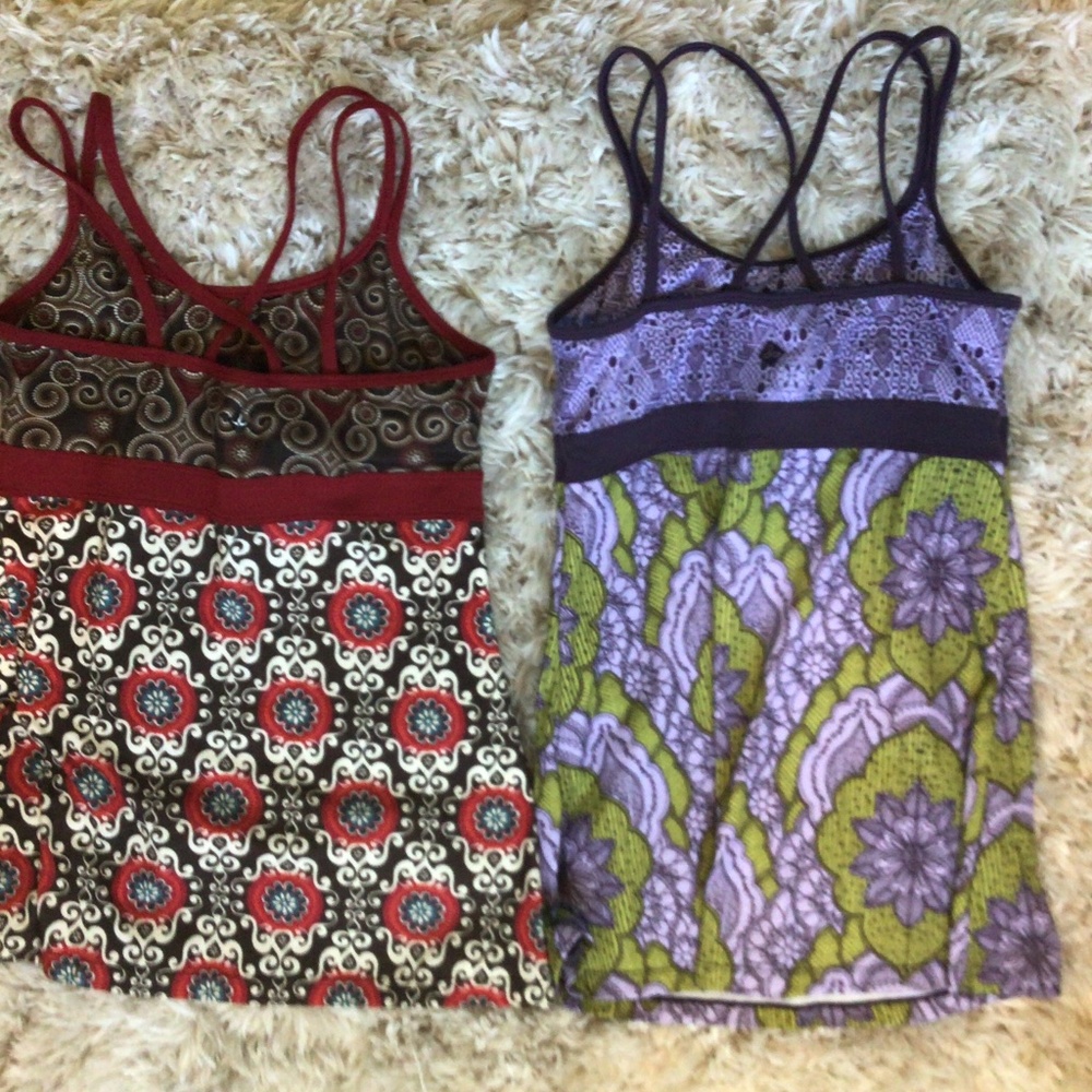Prana Red and Purple Patterned Tank Tops (Set of 2)